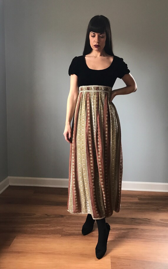 60s velvet and lurex gown | velvet maxi dress