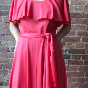 vintage 70s maxi dress ALISON AYERS Original polyester drape collar belted gown image 3