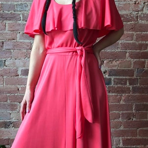 vintage 70s maxi dress ALISON AYERS Original polyester drape collar belted gown image 2