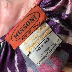 vintage 70s MISSONI dress silk IKAT print dress orange label multi color dress image 4