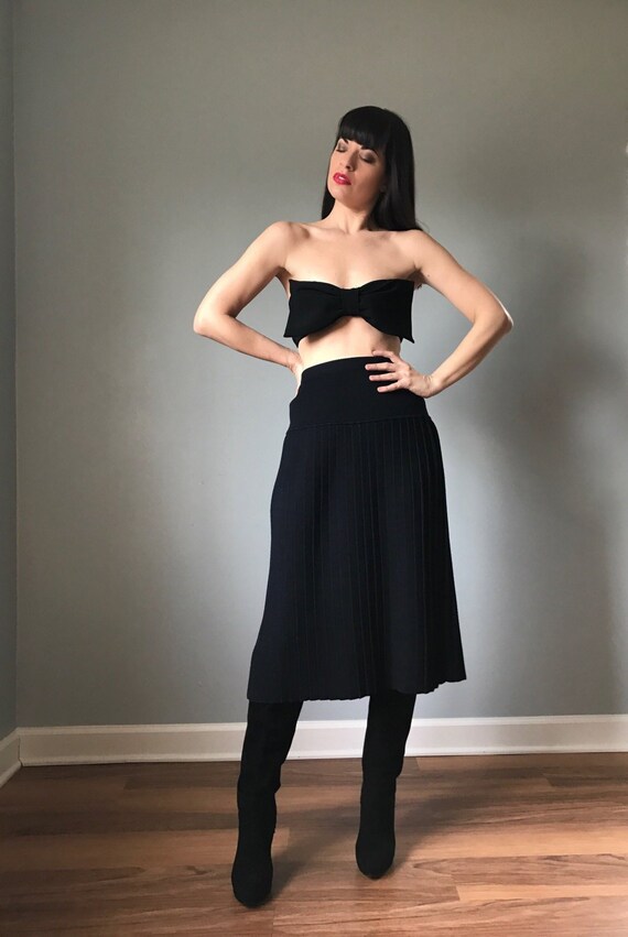 80s skirt | SONIA RYKIEL wool pleated skirt | blac