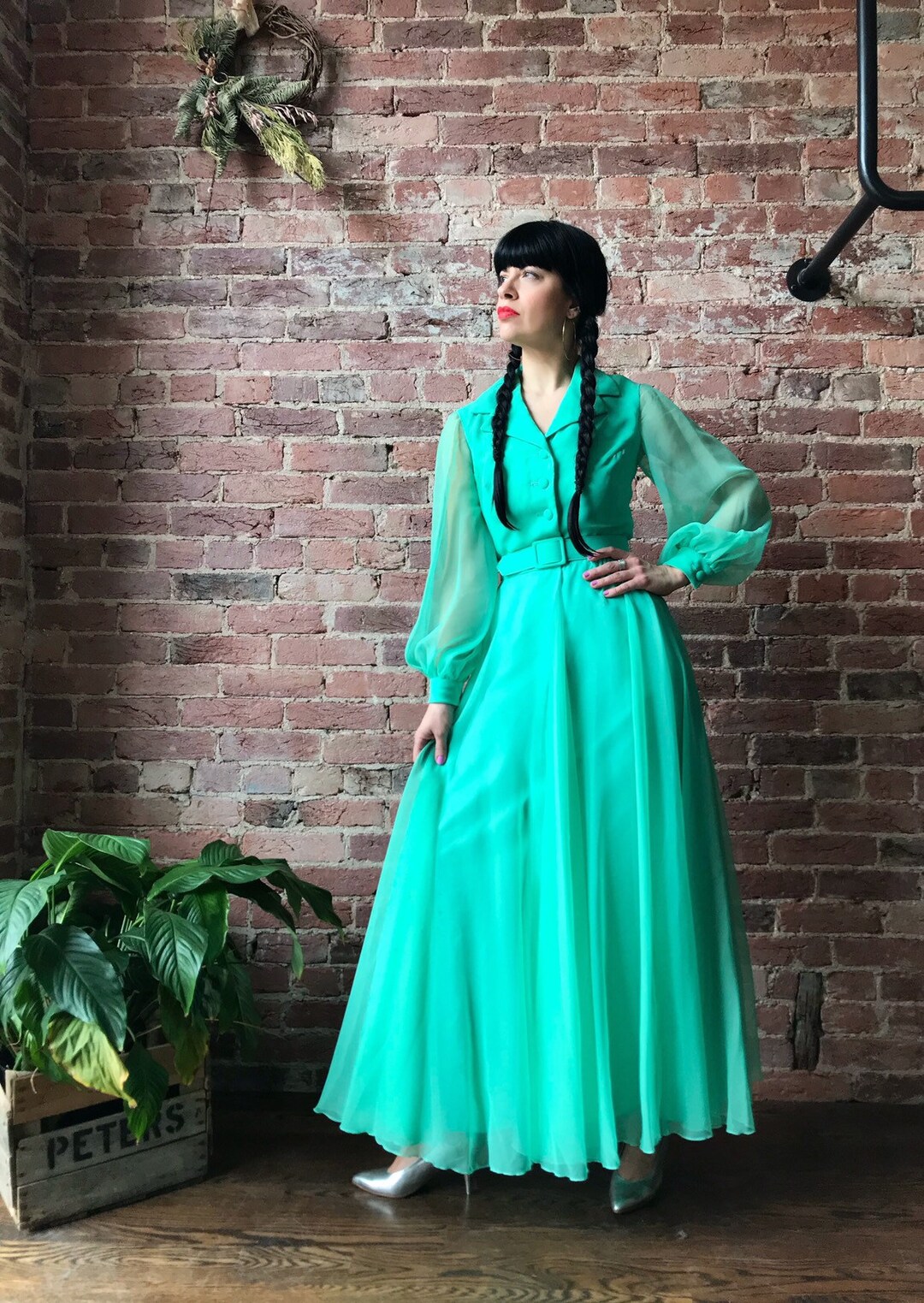 vintage 70s MISS ELLIETTE maxi dress | long sleeve chiffon cocktail gown vintage 70s MISS ELLIETTE maxi dress | long sleeve chiffon cocktail gown
