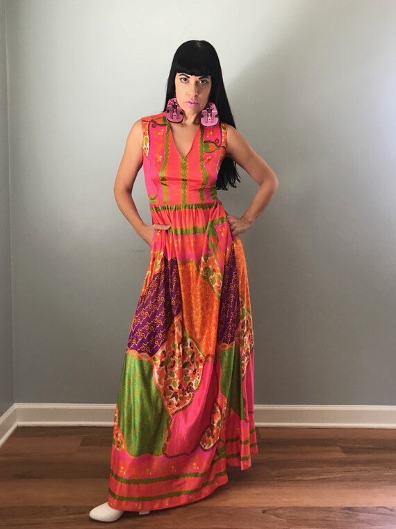 bohemian print maxi dress