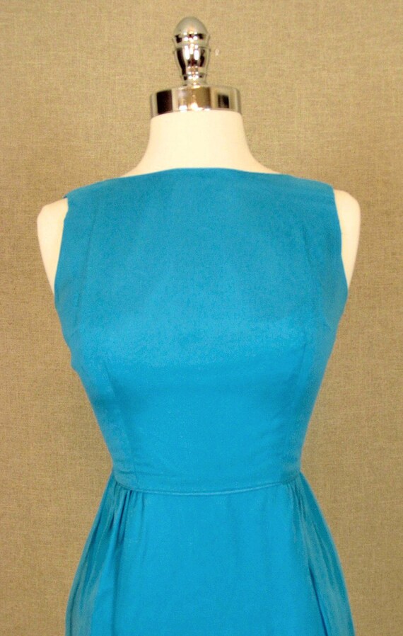 SALE - Vintage 1960s Dress / 60s Turquoise Blue C… - image 2