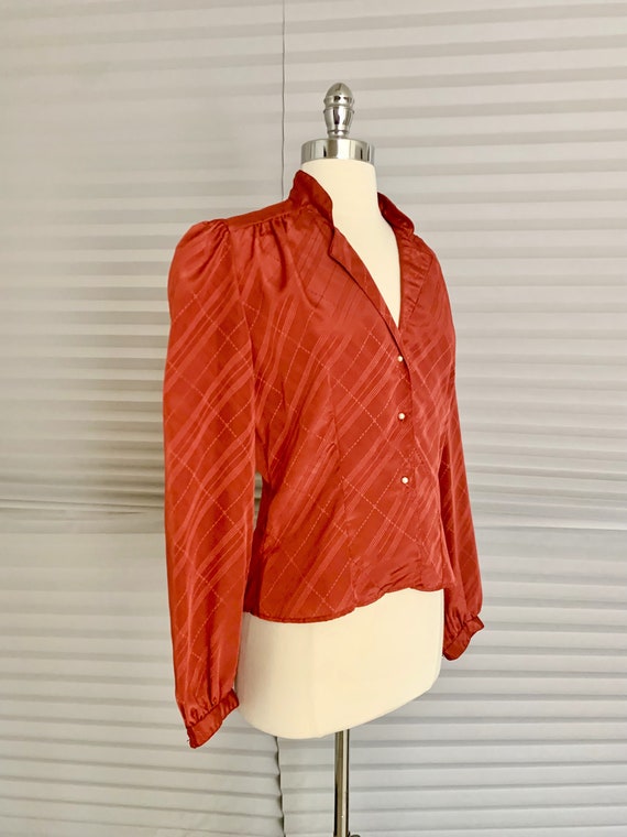 1970s 1980s Copper Button-Down Blouse - image 3