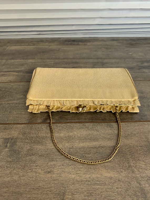 Vintage 1980s Gold Fabric Evening Bag - image 4