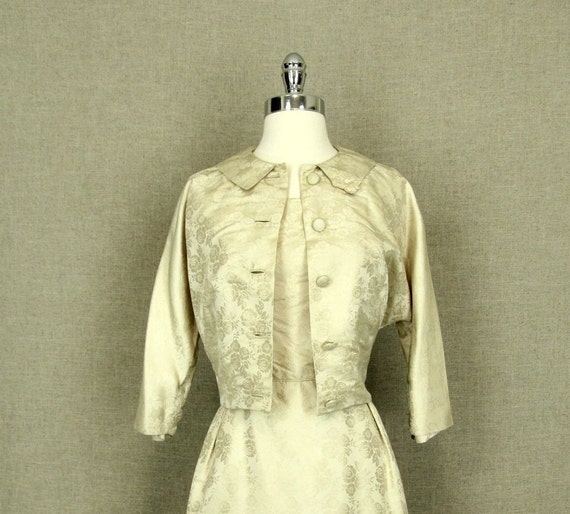 1960s Cream Silk Wedding Dress / Vintage 60s Weddi
