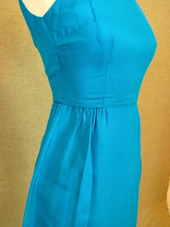 SALE - Vintage 1960s Dress / 60s Turquoise Blue C… - image 4