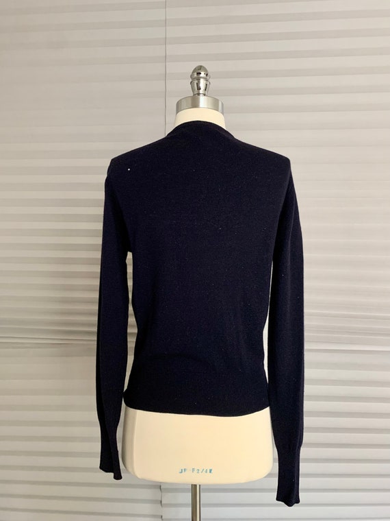 Vintage 1980s Navy Blue Beaded Cashmere Sweater - image 6