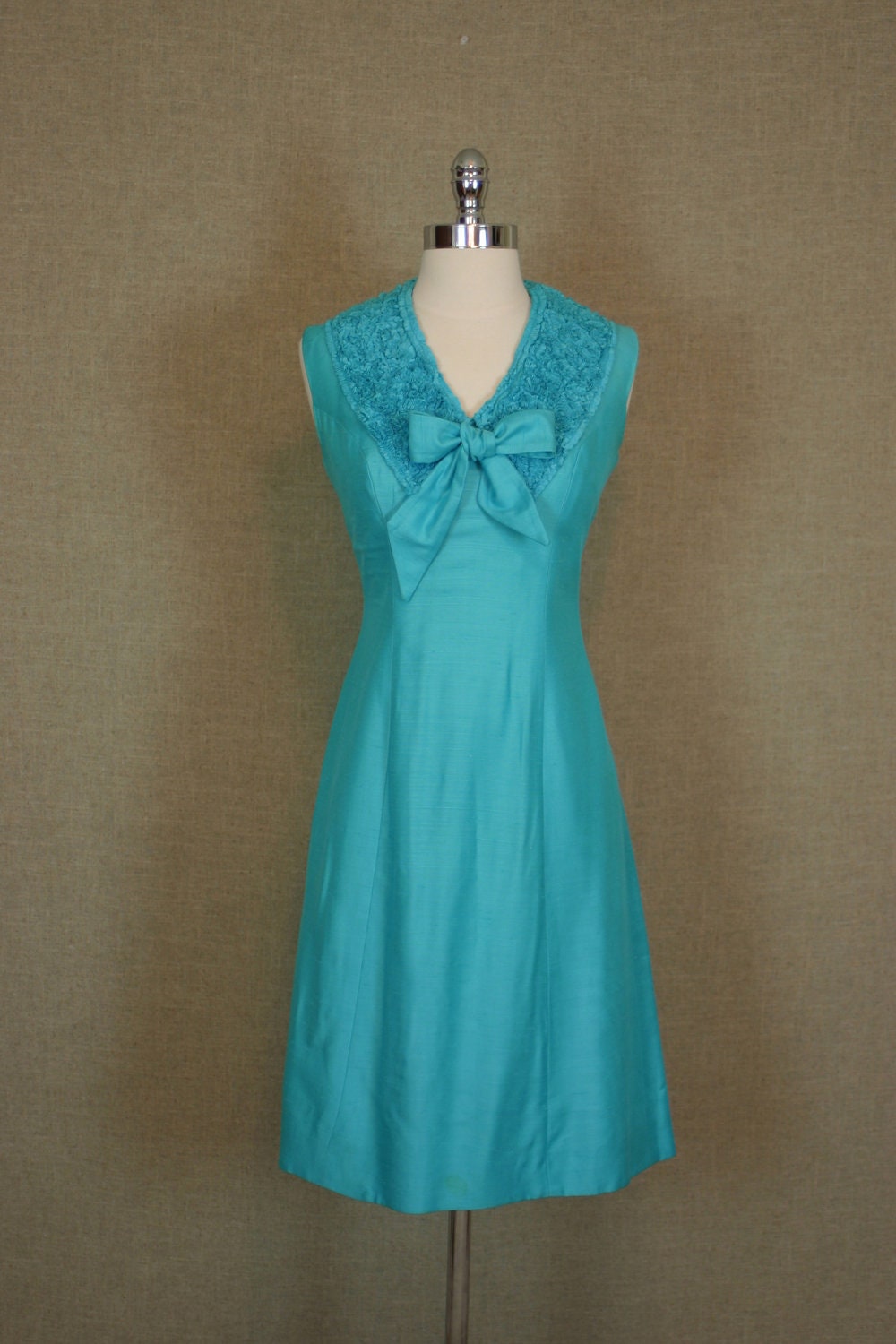 SALE 1960s Dress / Vintage Turquoise Raw Silk Sheath Dress | Etsy