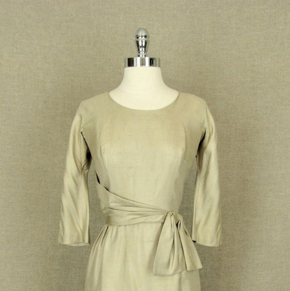 1960s Dress / Vintage 60s Beige Dress - image 1