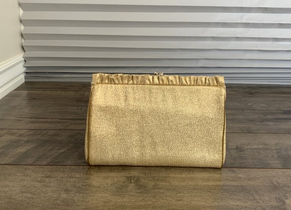 Vintage 1980s Gold Fabric Evening Bag - image 1