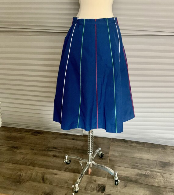 1970s Navy Blue Cotton Full Skirt - image 5