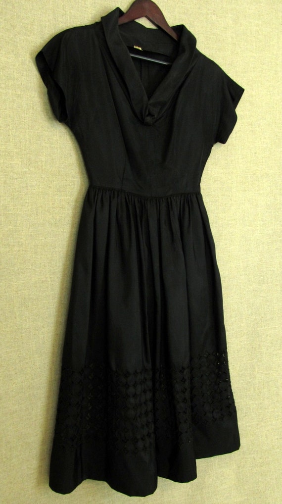 SALE - 1940s Black Dress / Vintage 40s Black Dress - image 2