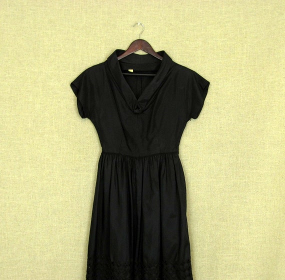 SALE - 1940s Black Dress / Vintage 40s Black Dress - image 1