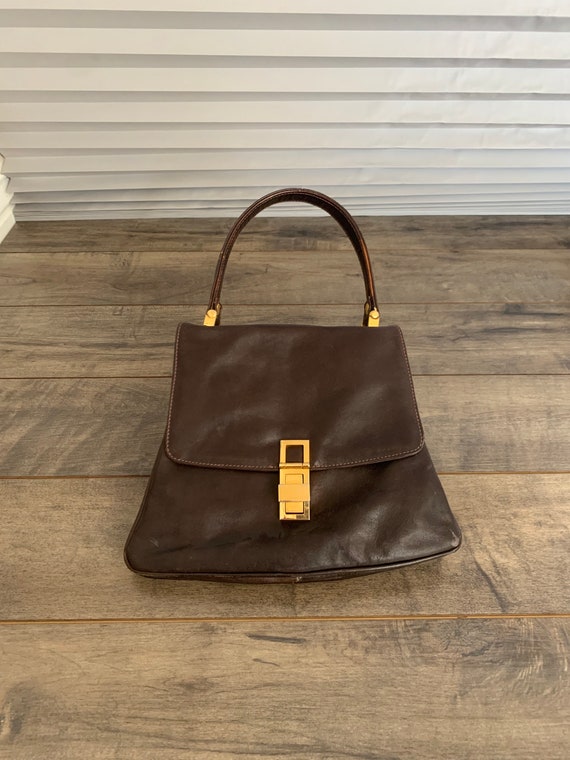 Vintage 1950s Brown Italian Leather Purse