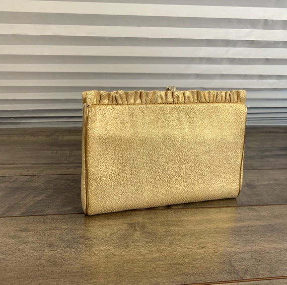 Vintage 1980s Gold Fabric Evening Bag - image 2