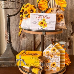 Girasoli, Decorazione con vassoio a più livelli con girasoli, Decorazione con girasoli, Decorazione in stile fattoria, Decorazione da tavola, Sole e girasoli, Scegli il tuo