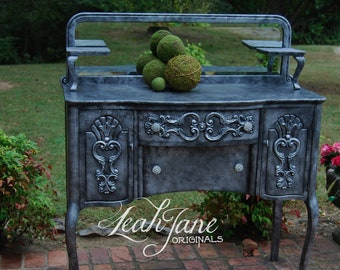 Antique French Sideboard  Buffet Bowfront Silver Glam  ***FREE SHIPPING***