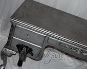 Gorgeous Hammered Silver Aged Pewter Ornate French Executive Writing Desk SOLD