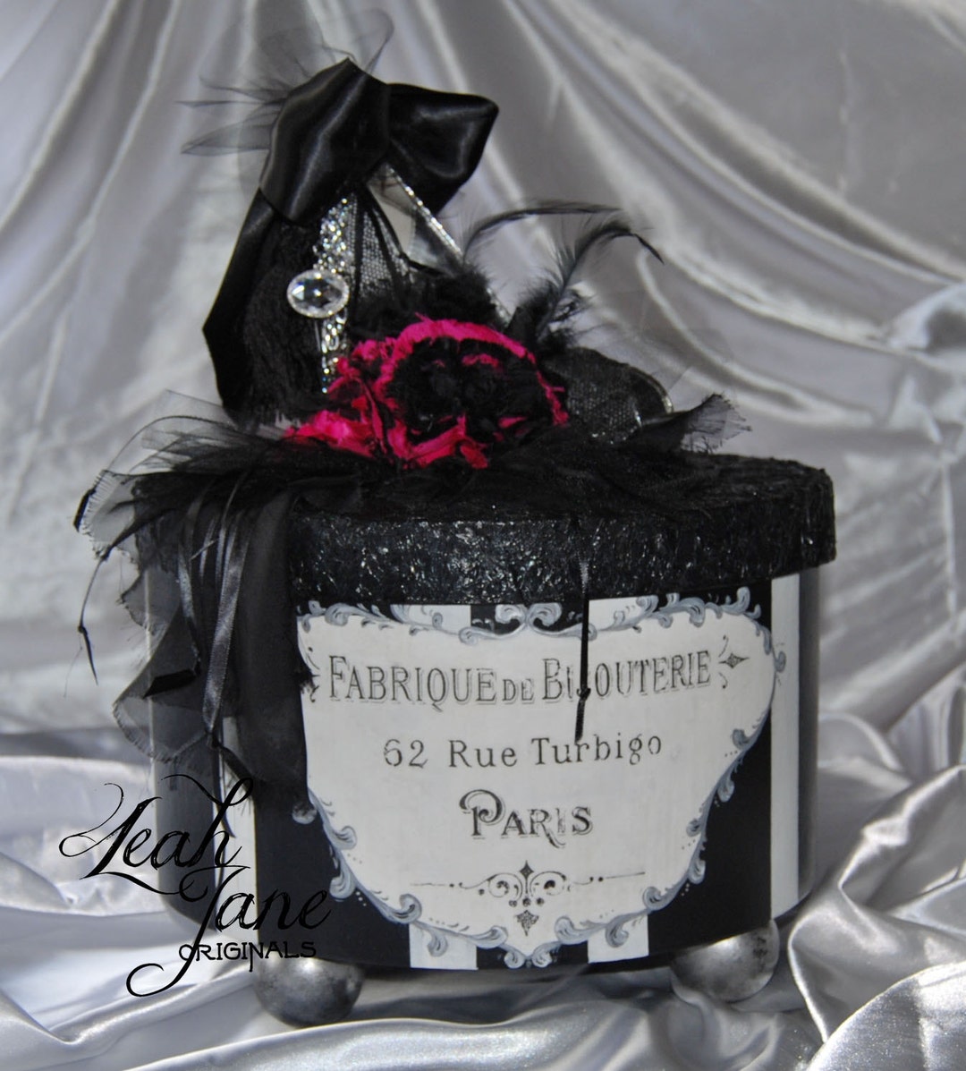 Hand Painted Glamorous Dresser Hat Box French Label W/ High Etsy