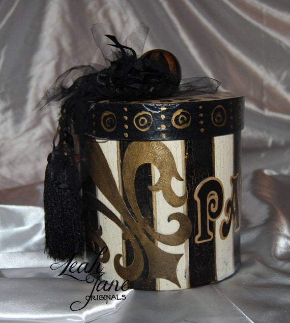 Unique Feminine Paris Fleur De Lis Dresser Hat Box Storage Etsy
