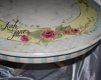 Hand Painted Roses Shabby Chic Cottage Country French dining table breakfast table SOLD