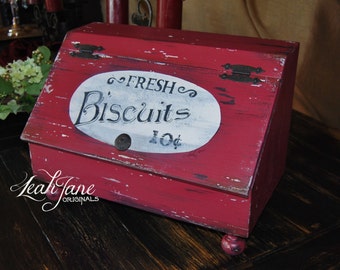 Hand Painted Wood Rustic Farmhouse Bread Box**** FREE SHIPPING*****