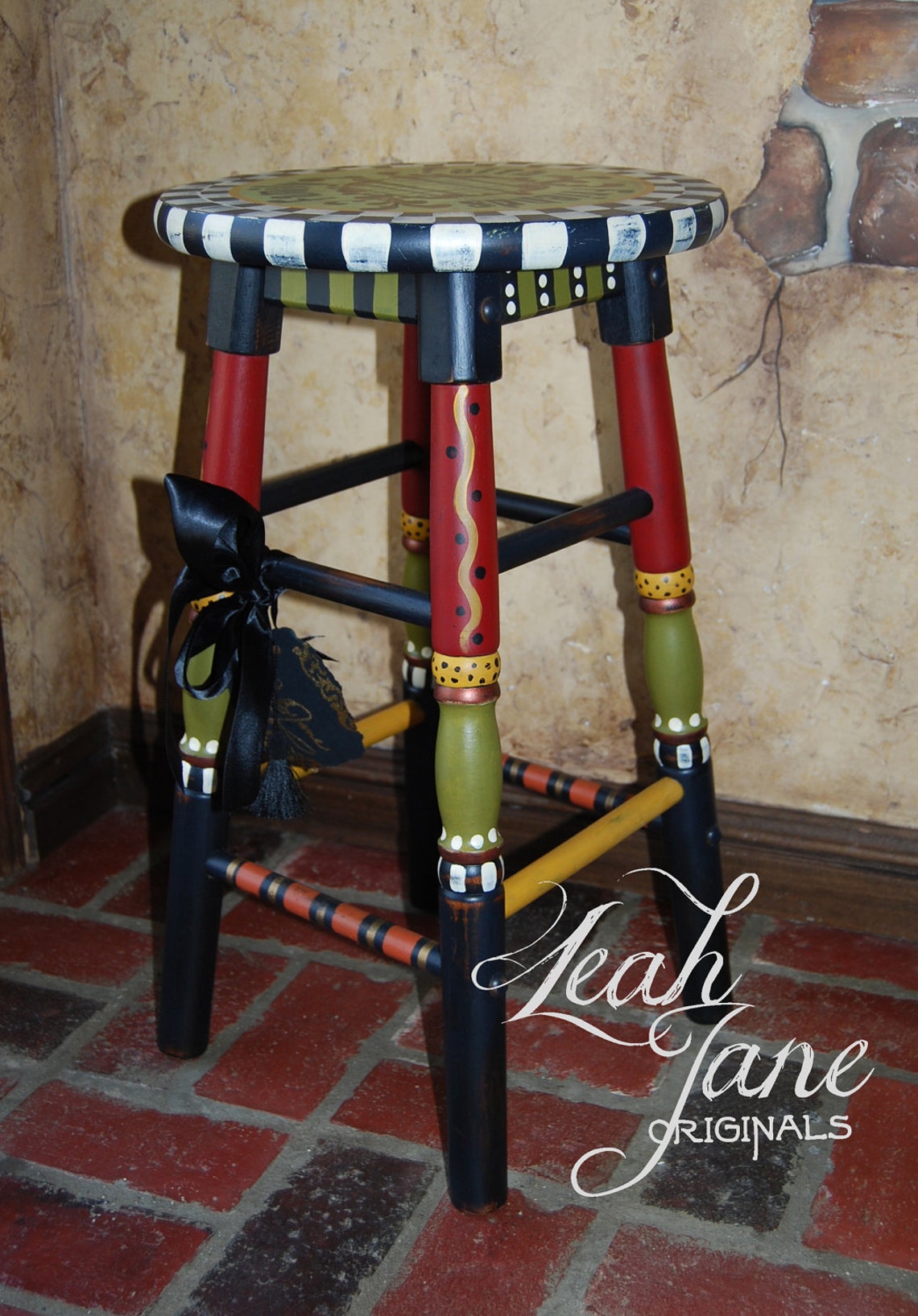 HAND PAINTED FUNKY whimsical bar stool Etsy