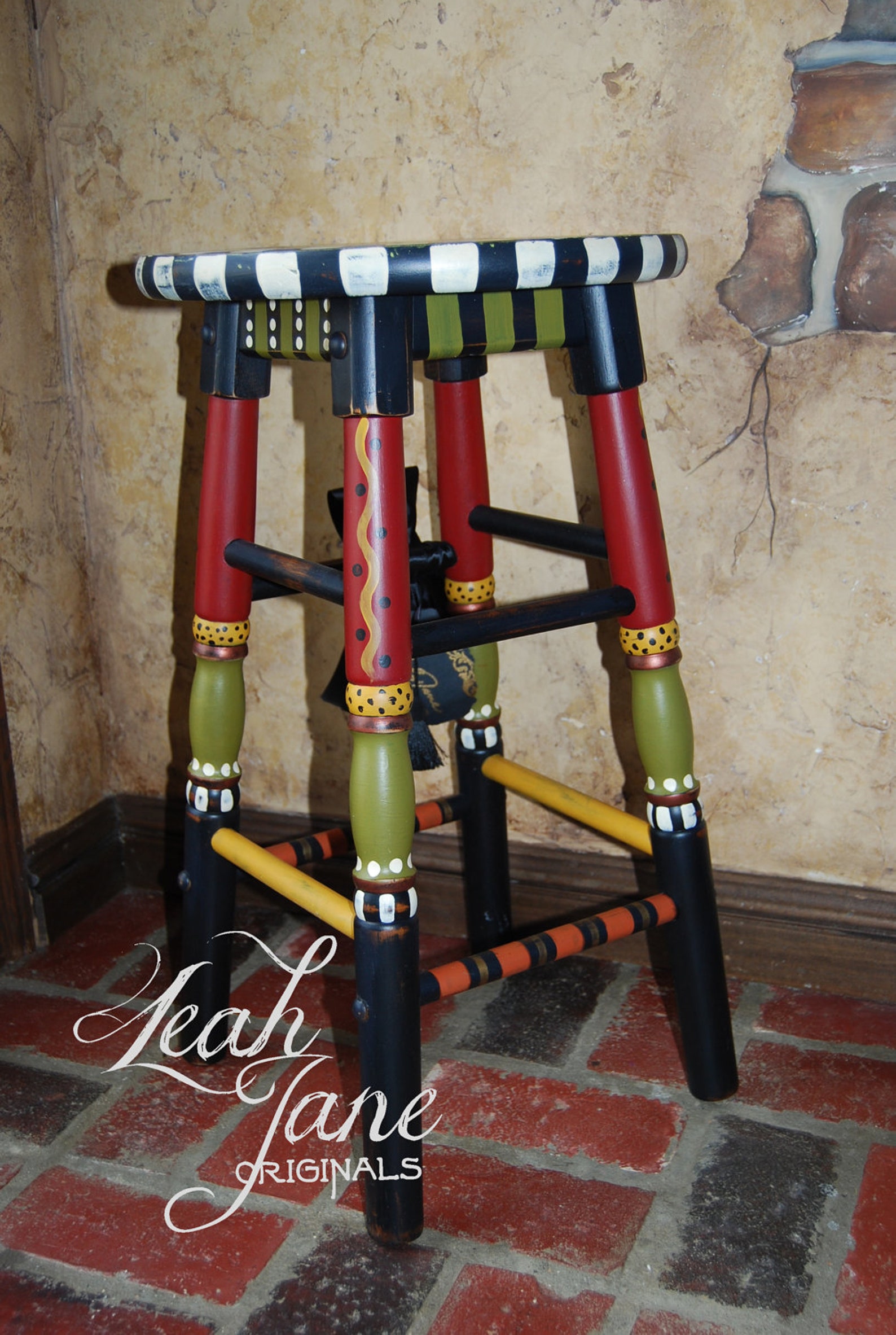 HAND PAINTED FUNKY whimsical bar stool | Etsy