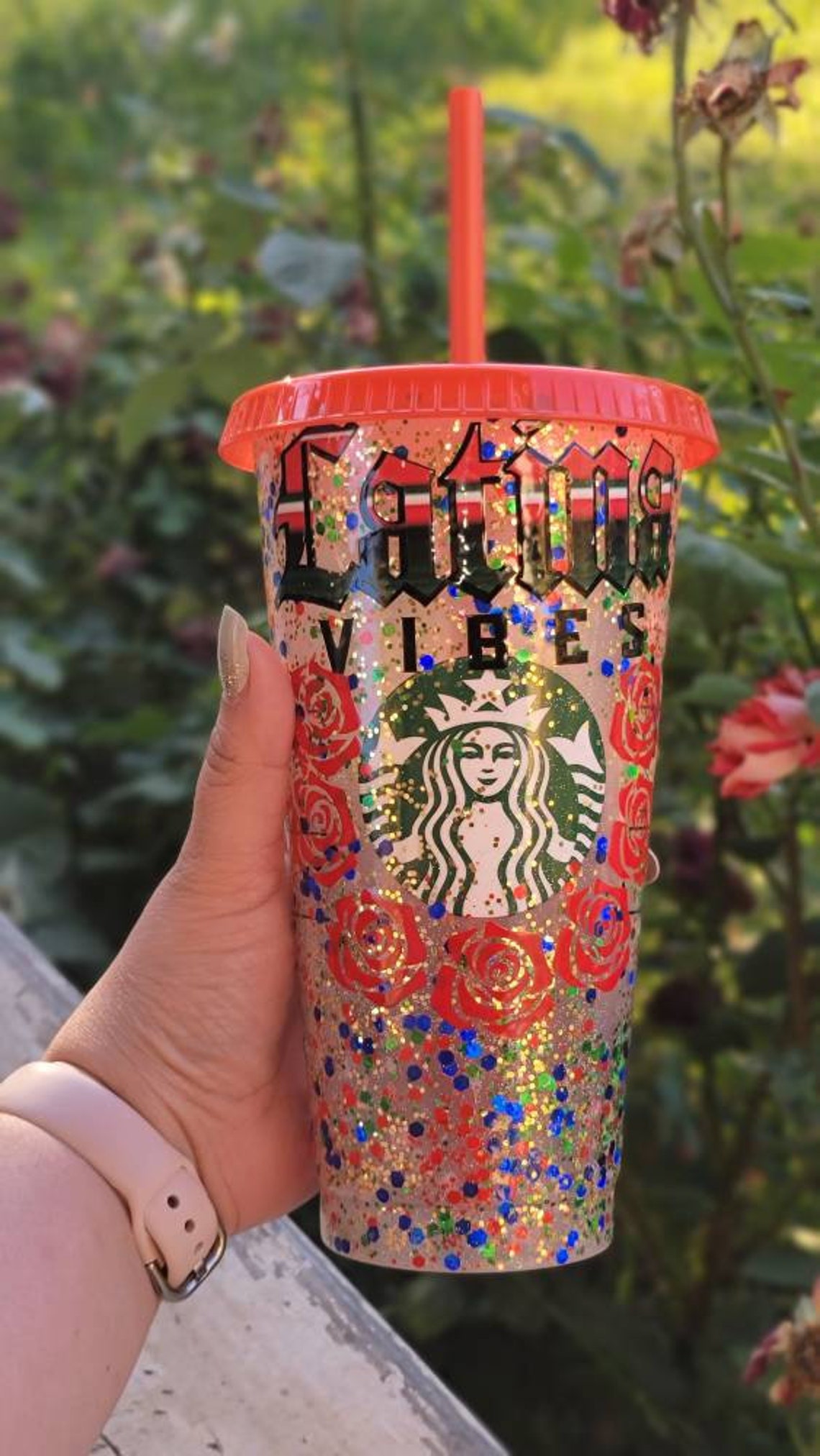 Glitter Latina vibes starbucks tumbler Mexican Hispanic Etsy