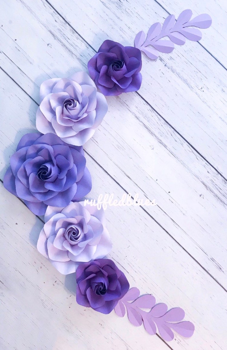Purple ombre paper flowers wall flowers floral nursery Etsy
