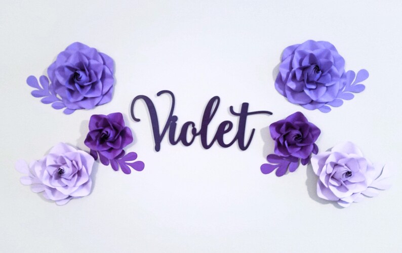 Purple ombre paper flowers wall flowers floral nursery Etsy