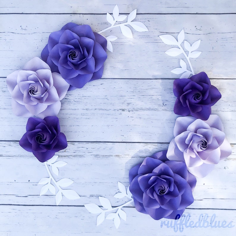 Purple ombre paper flowers wall flowers floral nursery Etsy