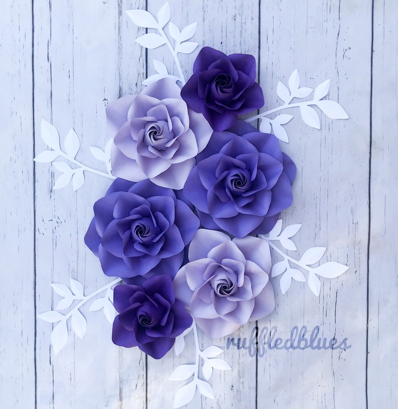 Purple ombre paper flowers wall flowers floral nursery Etsy