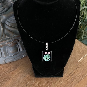 Mahjong Joker, Flower, Dragon Tile Pendant Necklace