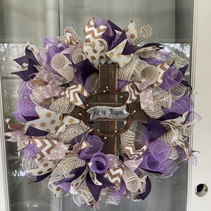 24&quot; He Has Risen Easter Wreath, Faith & Love Inspired Decoration, Spring-Themed Door Ornament, Easter Home Decor