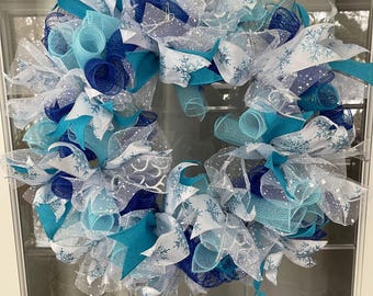 Christmas Wreath, Winter Snow Wreath, 24" Wreath, Holiday Door Decor, Seasonal Home Decor, Festive Front Door