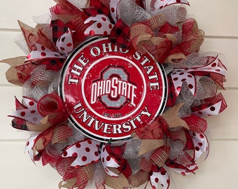 OSU Go Bucks wreath 24”, Ohio State decor