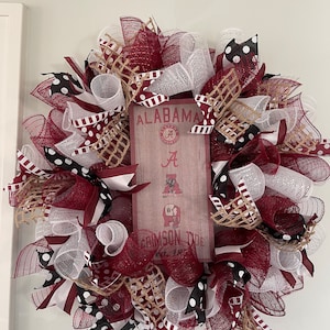 24 &quot;Alabama Kranz für Fans, Universität Dekor, Roll Tide Spirit, College Team Geschenk, Crimson Tide Kranz (Kostenloser Versand)