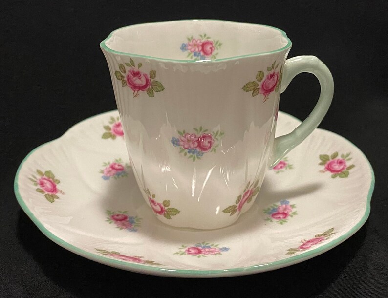 Vintage Shelley Rosebud Bone China Demitasse Teacup and Saucer Etsy