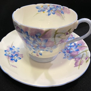 Vintage Shelley Blue Spray Richmond teacup and saucer