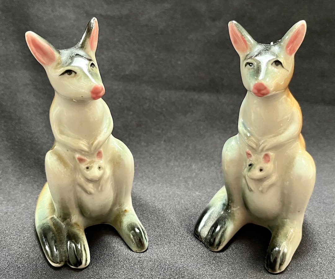 Vintage Porcelain Kangaroos Salt and Peppers Shakers Etsy