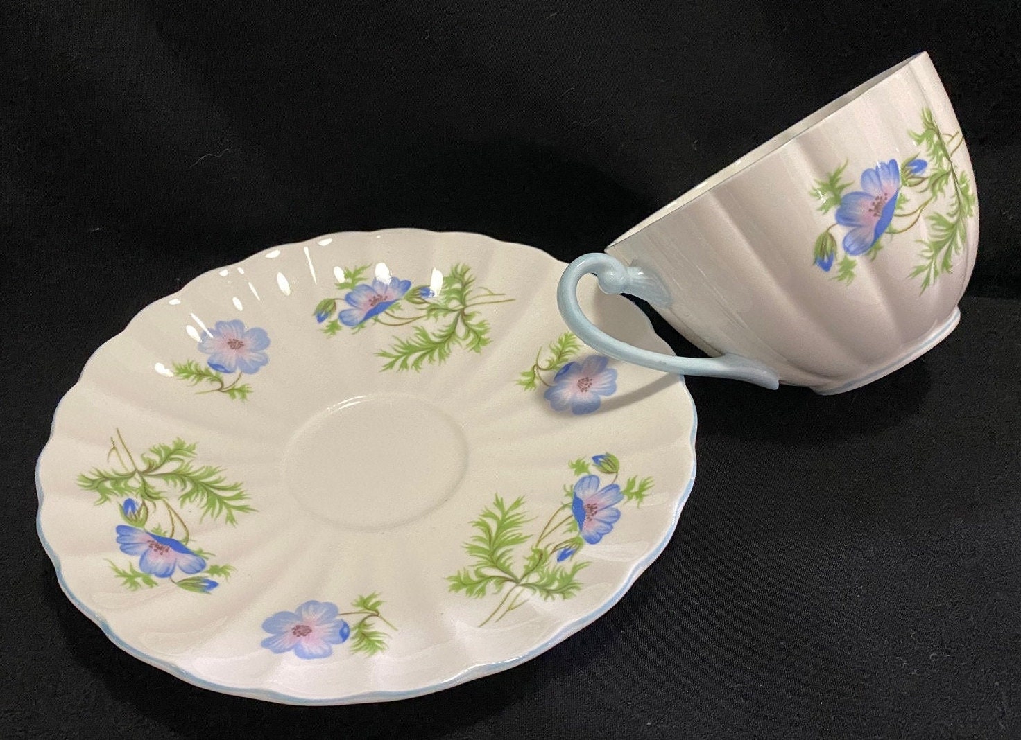 Vintage Shelley Blue Poppy in LUDLOW Teacup and Saucer - Etsy
