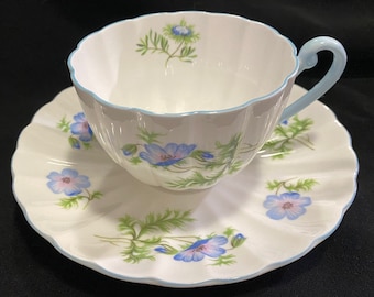Vintage Shelley Blue Poppy in LUDLOW Teacup and Saucer - Etsy