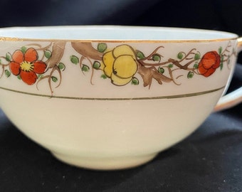 Vintage hand painted Nippon pair of orphan teacups