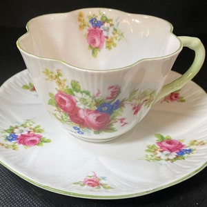 VIntage Shelley Dainty cup and saucer in pattern # 13240 - Hulmes Rose