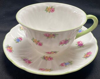 Vintage Shelley Yutoi Oleander cup and saucer vintage 1965