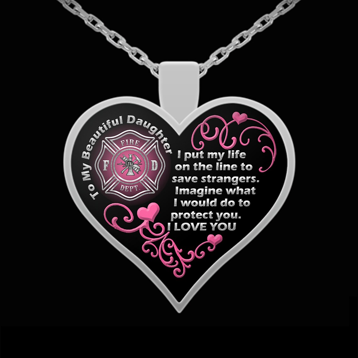 Firefighter Daughter Necklace Firefighter Dad Necklace for Etsy
