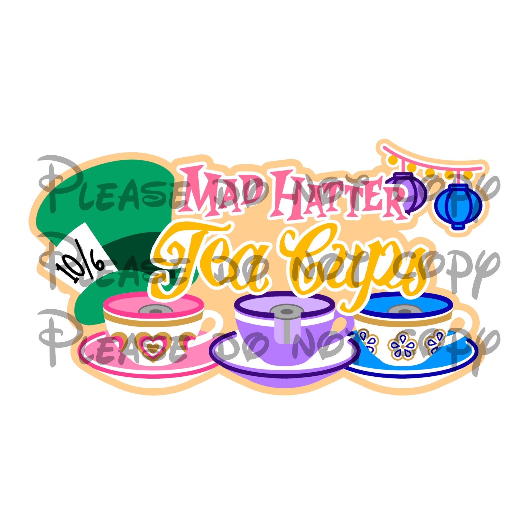 SVG File Disney Tea Cups Title Digital Disneyland Park Mad Etsy